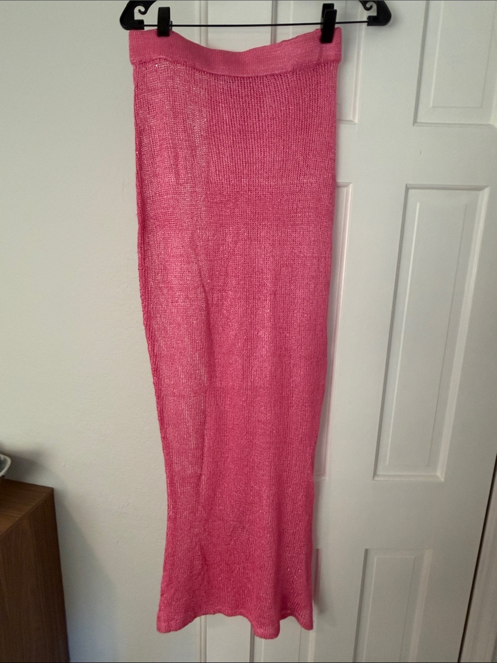 REVOLVE Pink Knit Maxi Swim Coverup Skirt with shimmer